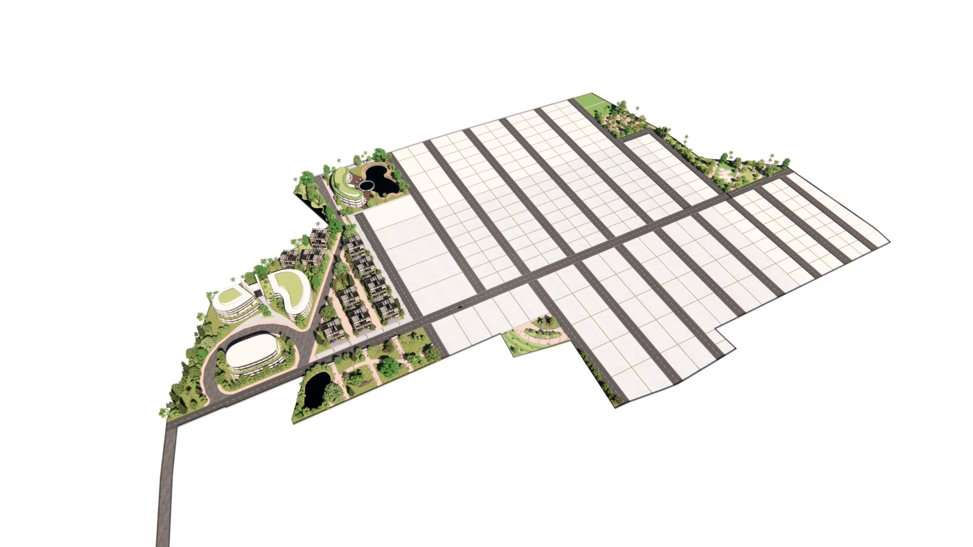 The Estates — Community spaces during golden hour